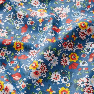 Coated Cotton cute flowers – royal blue, 