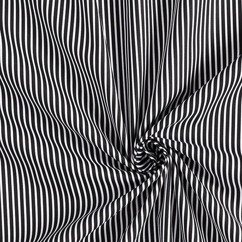 Cotton Poplin Stripes – black/white,  image number 3