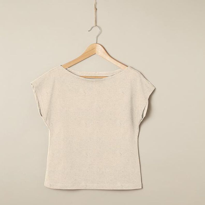 Plain cotton linen blend jersey – natural,  image number 3