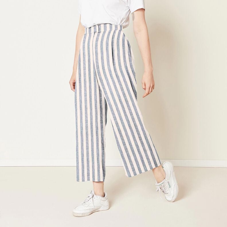 Linen Blend Stripes &ndash; natural/navy blue,  image number 6