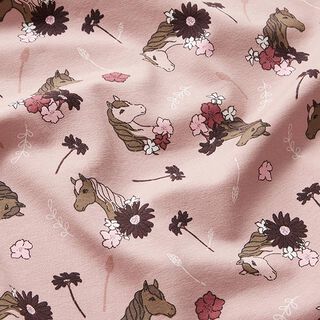 Cotton Jersey horses’ heads – pink, 