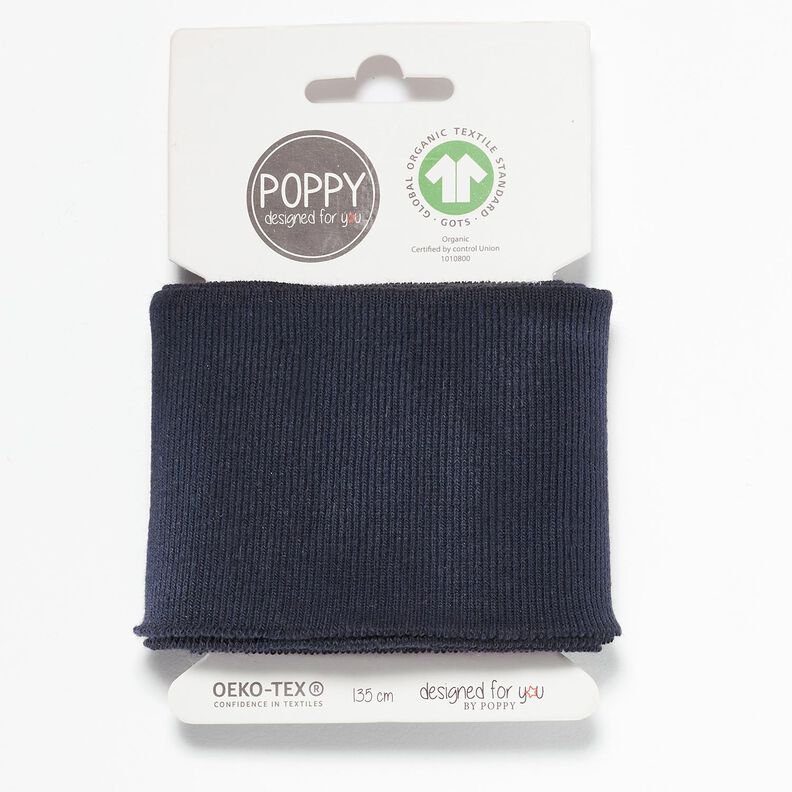 GOTS Cuff Knit ribbing Plain – midnight blue,  image number 1