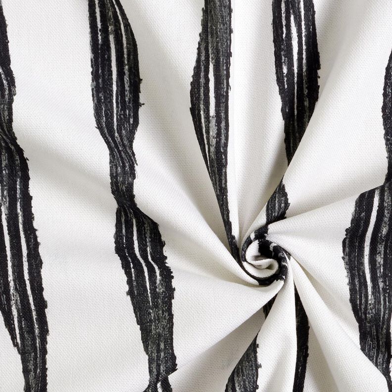 Decor Fabric Half Panama wavy stripes – black/ivory, image number 3