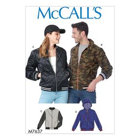 Misses'/Men's Bomber Jackets, McCalls 7637 | S - L, 