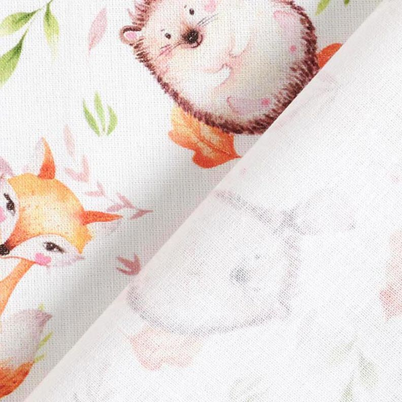 Cotton fabric Percale Woodland animals – white/light brown,  image number 4