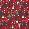 Cotton Poplin Gnomes and fir trees – dark red,  thumbnail number 1
