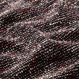 Mottled Cotton Blend Bouclé Knit – black/red, 