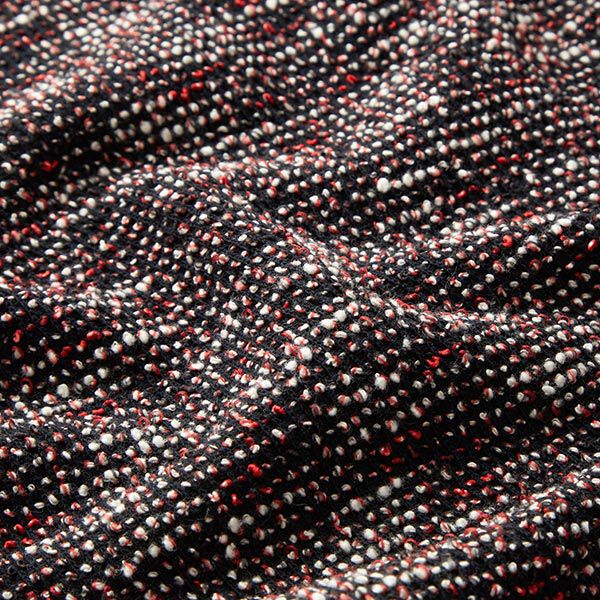Mottled Cotton Blend Bouclé Knit – black/red,  image number 2