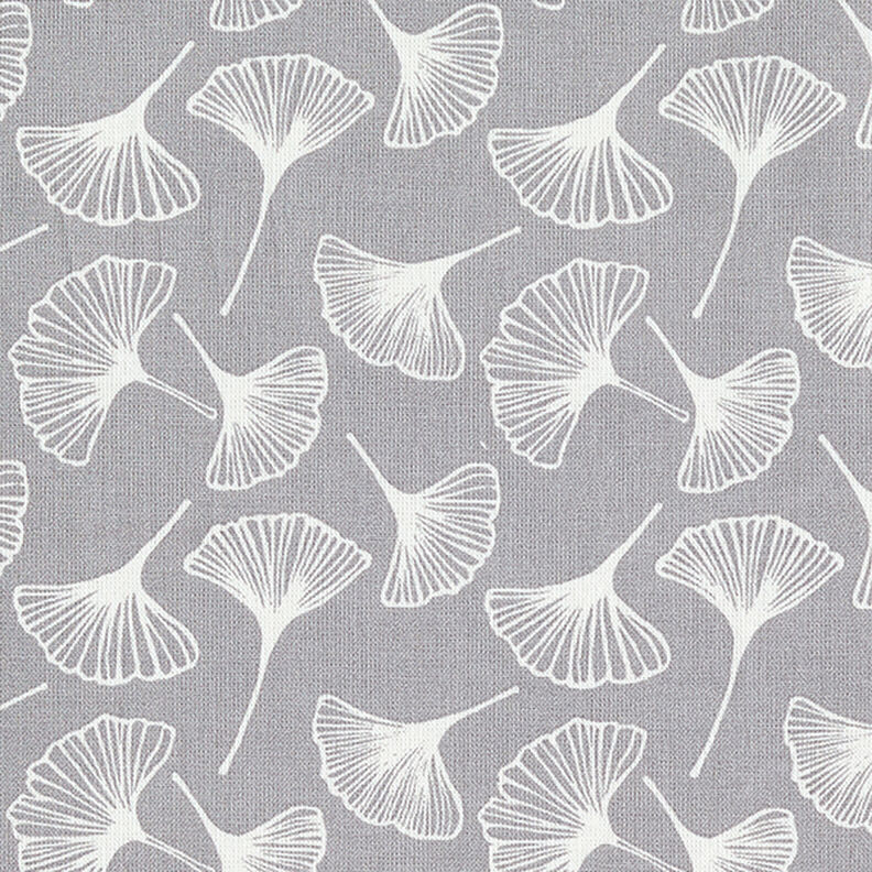 Cotton Cretonne Ginkgo – grey, image number 1