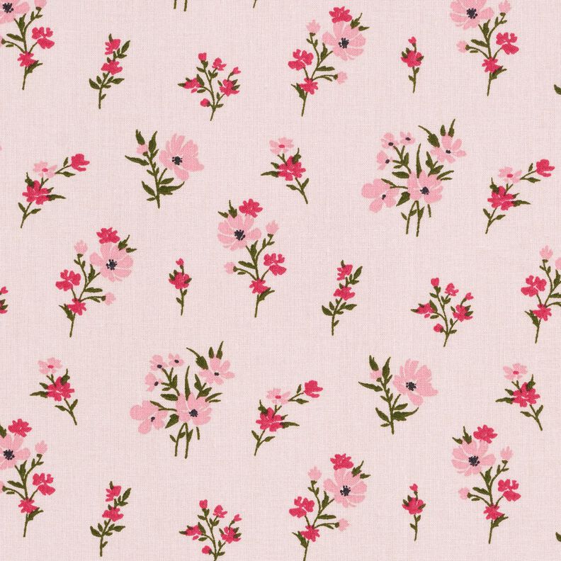 Cotton Cretonne mini flowers – rosé/intense pink,  image number 1