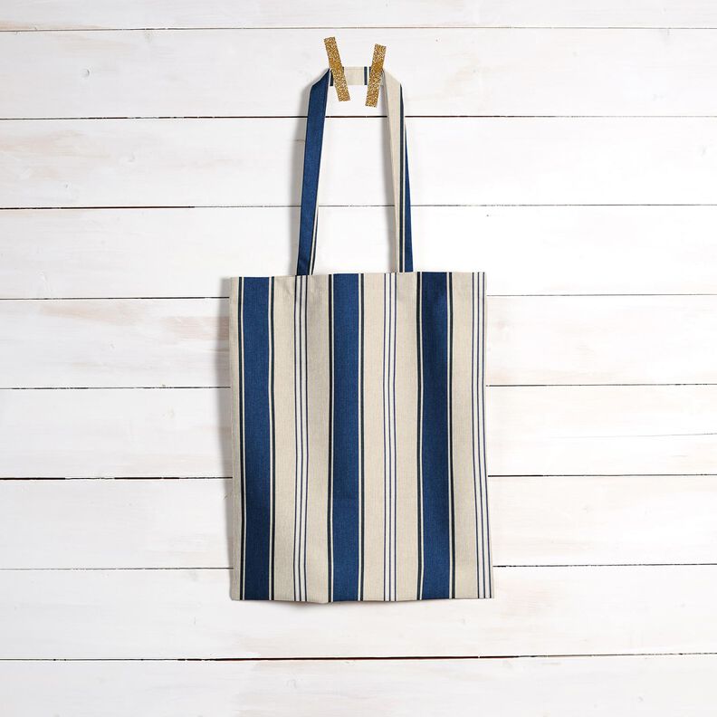 Decor Fabric Half Panama nautical stripes – natural/indigo,  image number 9