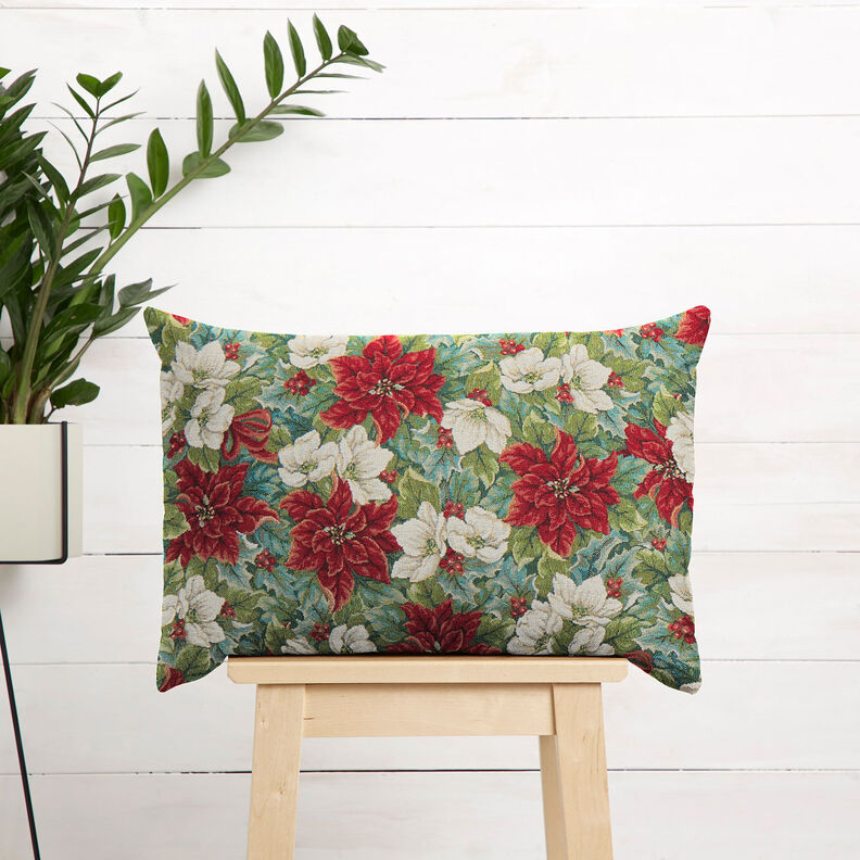 Decor Fabric Tapestry Fabric two-tone poinsettias – light beige/red,  image number 6