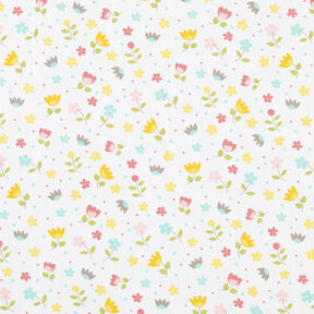 Cotton Poplin Flower meadow and dots – white, 