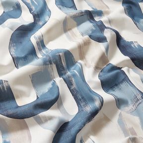 Decor Fabric Half Panama abstract chain – ivory/blue, 