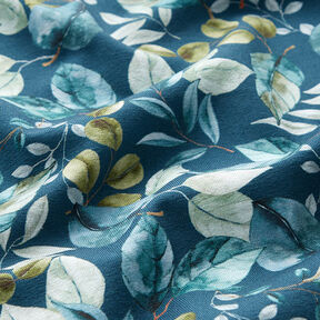 Cotton Jersey Eucalyptus Leaves Digital Print – petrol, 