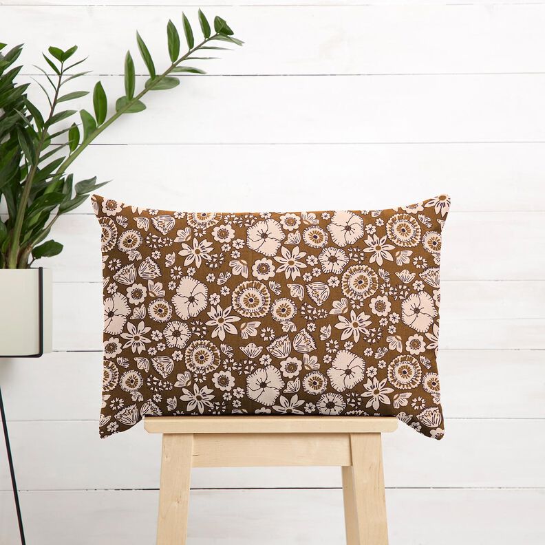 Cotton Cretonne Retro flowers – olive/rosé, image number 6