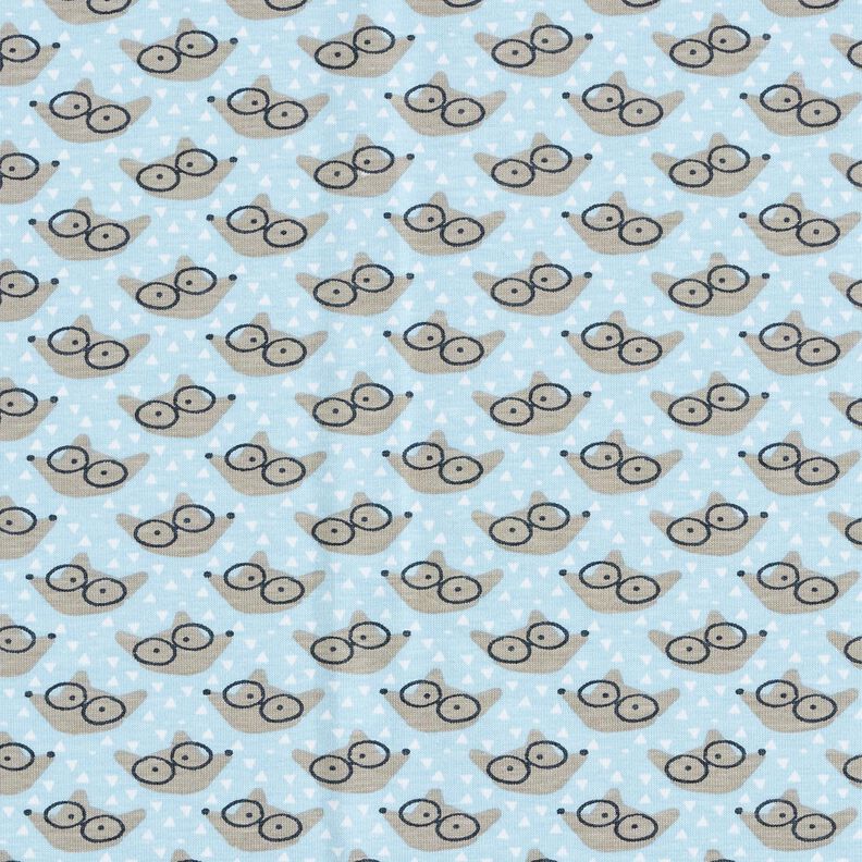 Cotton Jersey Fox with Glasses – baby blue,  image number 1