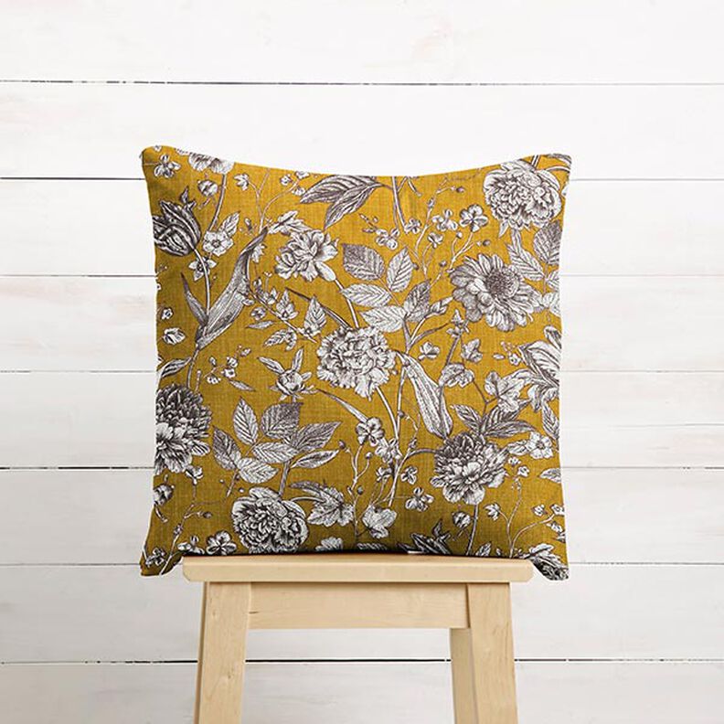 Decor Fabric Half Panama opulent plants – mustard,  image number 6