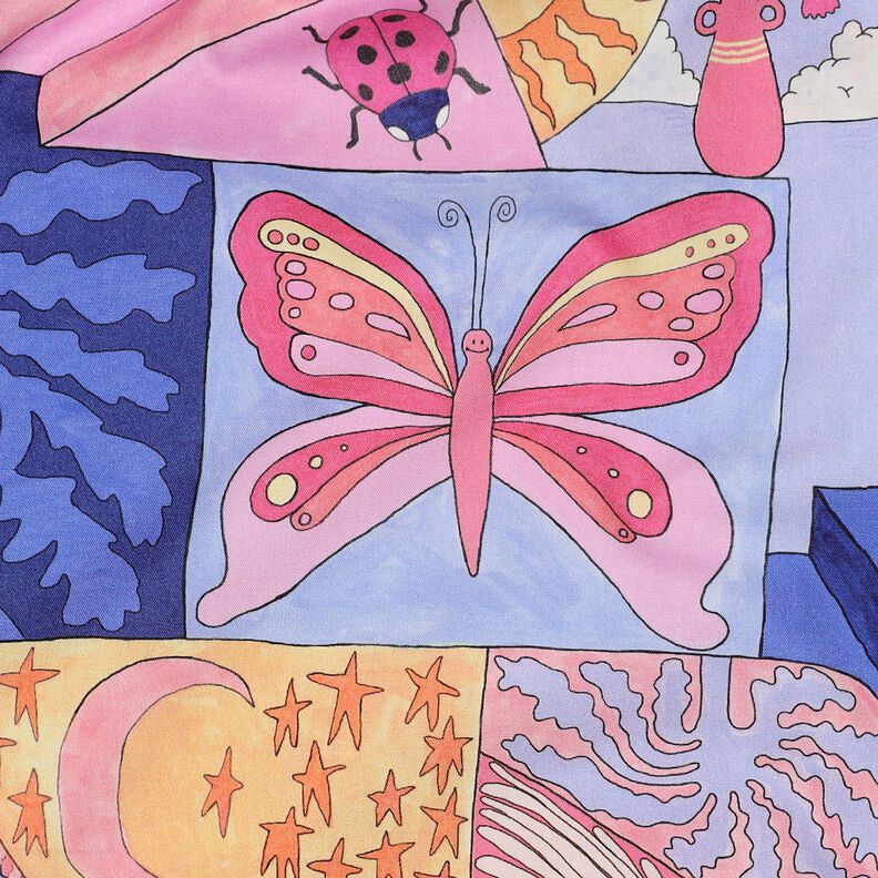 Cotton Poplin Little Creatures Digital Print | Nerida Hansen – coral/blue lilac,  image number 2