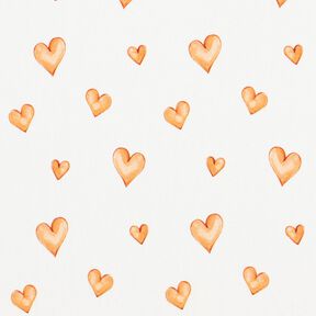 Cotton Jersey watercolour hearts Digital Print – ivory/light orange, 