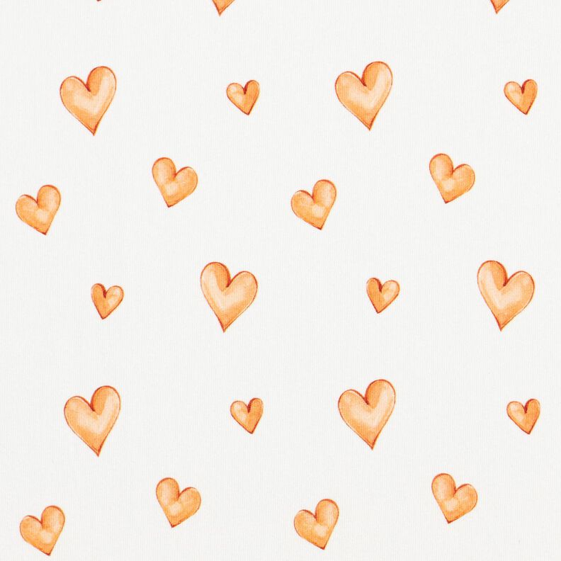 Cotton Jersey watercolour hearts Digital Print – ivory/light orange, image number 1