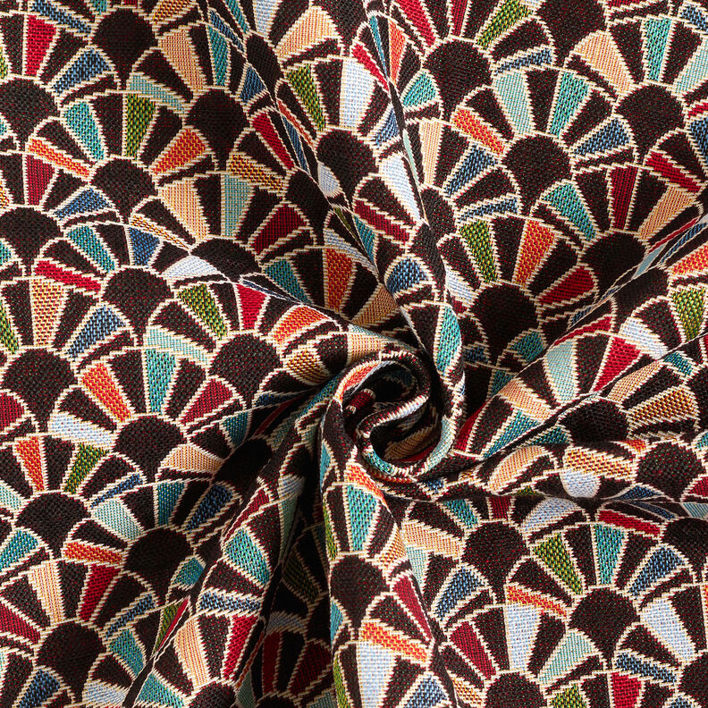 Decor Fabric Tapestry Fabric retro fans – black/carmine,  image number 3