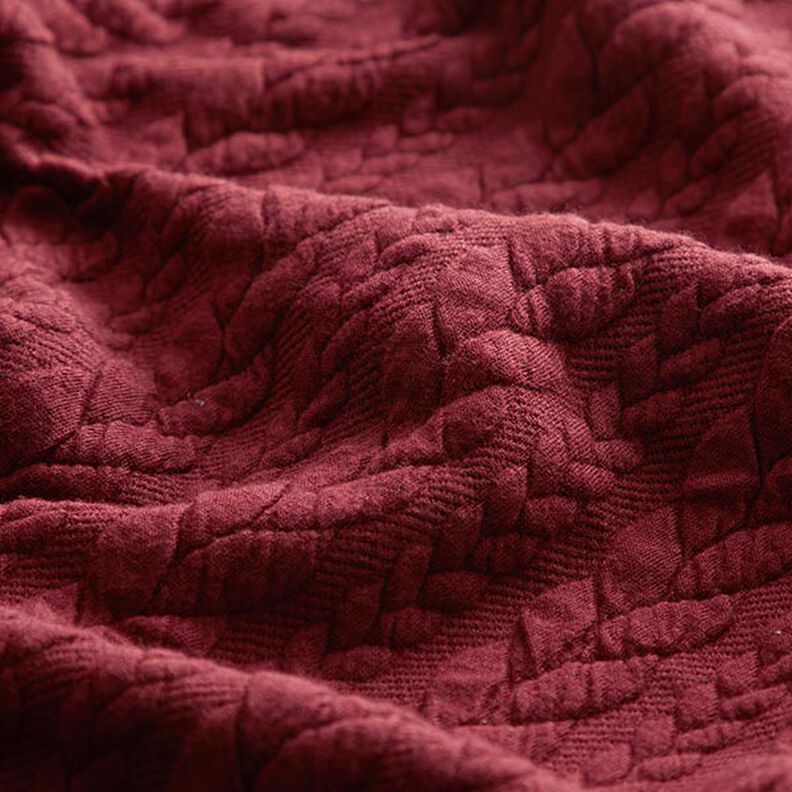 Cabled Cloque Jacquard Jersey – burgundy,  image number 2