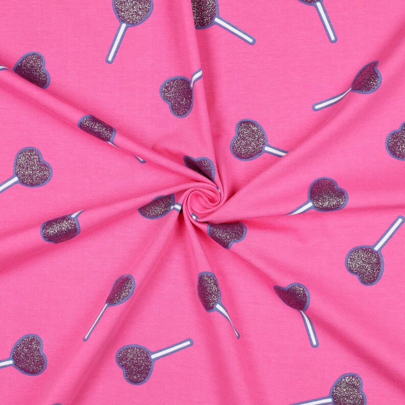 Cotton Jersey Glitter heart lollipops | Poppy Fabrics – pink,  image number 3