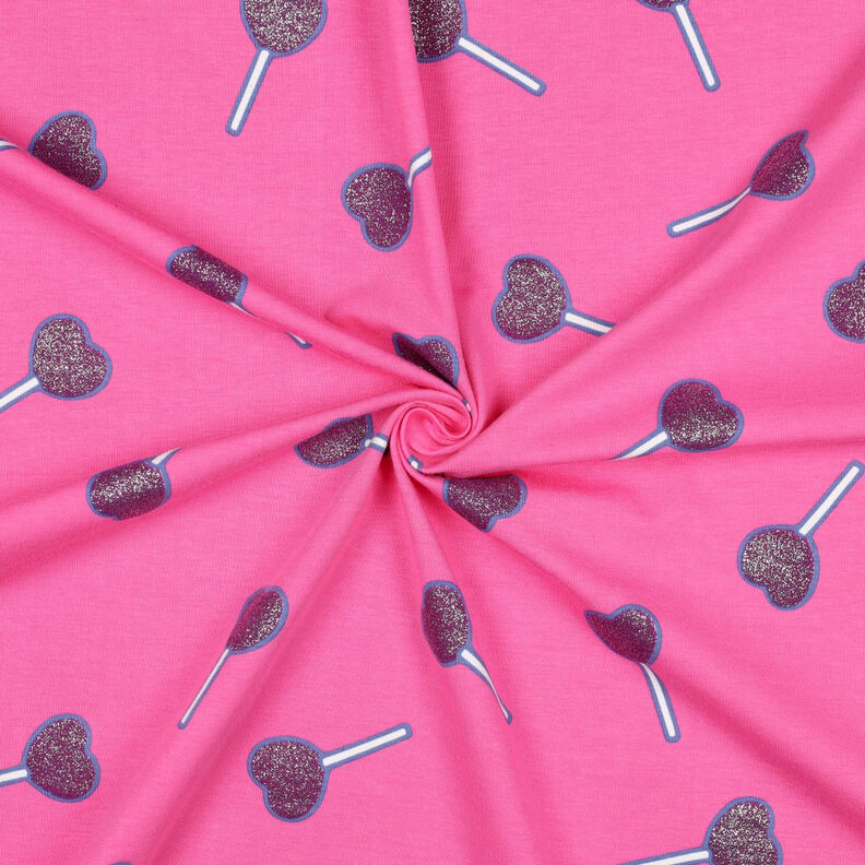 Cotton Jersey Glitter heart lollipops | Poppy Fabrics – pink, image number 3