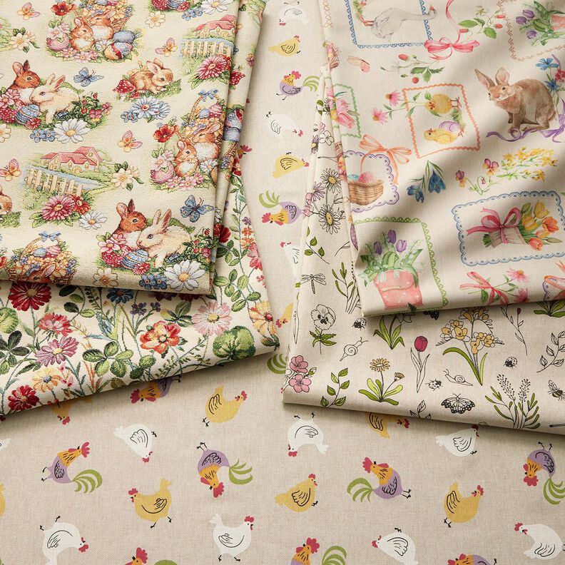 Decor Fabric Half Panama Easter collage – natural/pink,  image number 5
