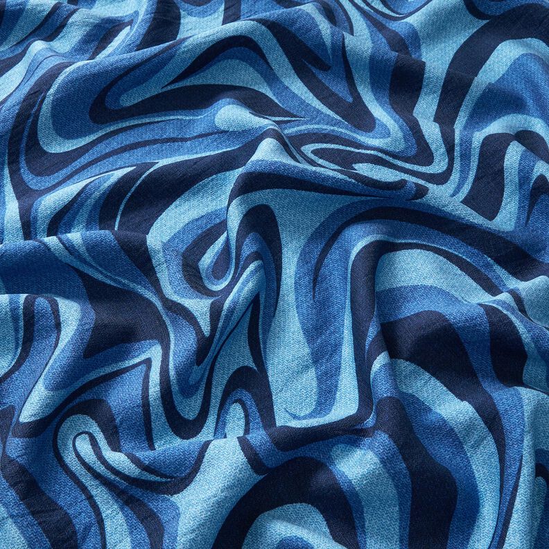 Viscose crepe waves – navy blue/royal blue,  image number 2