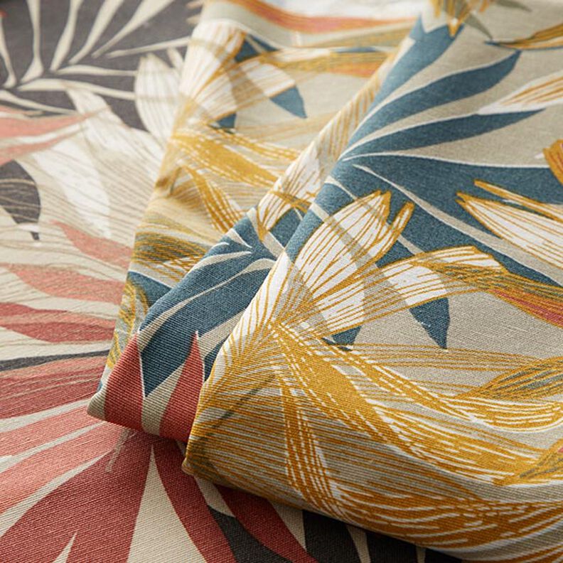 Decor Fabric Canvas Jungle Leaves 280cm – sand/chili,  image number 5