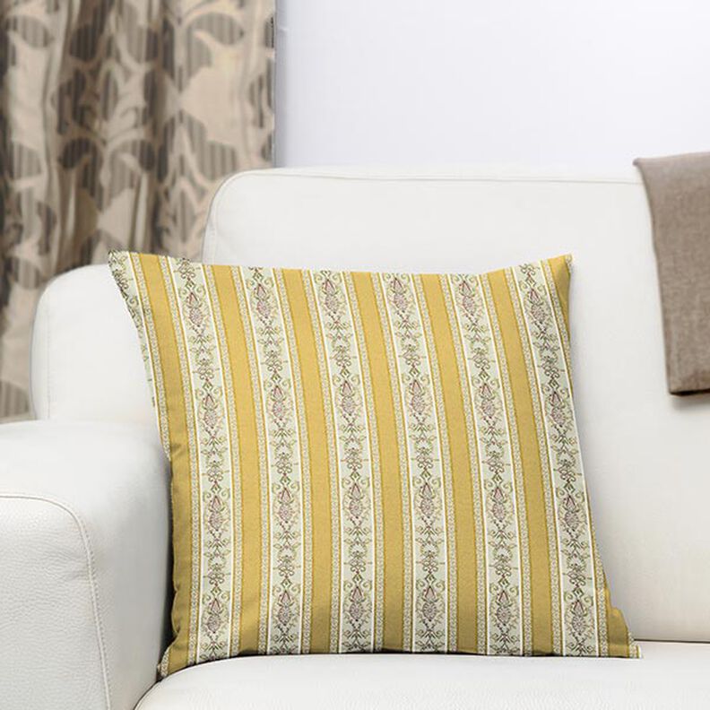 Biedermeier Stripes Jacquard Furnishing Fabric – cream/yellow,  image number 7