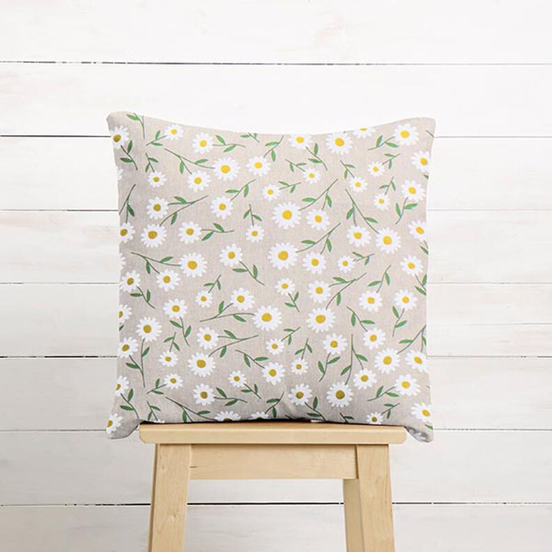 Decor Fabric Half Panama daisies – natural/white,  image number 9