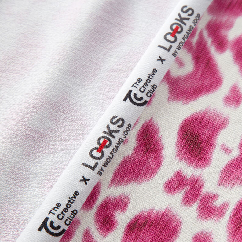 GOTS French terry batik leopard print | TCC x LOOKS by Wolfgang Joop – purple/white,  image number 4