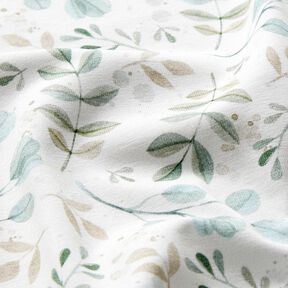 GOTS Cotton Jersey Mini watercolour branches digital print – white/pale mint, 