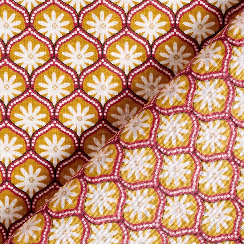Coated Cotton Floral Boxes – mustard/white,  image number 4