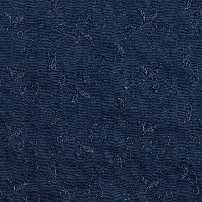 Tendril embroidery stretch gabardine – navy blue,  image number 1