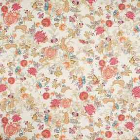 Decor Fabric Canvas abstract dahlias – cream/hollyhock, 