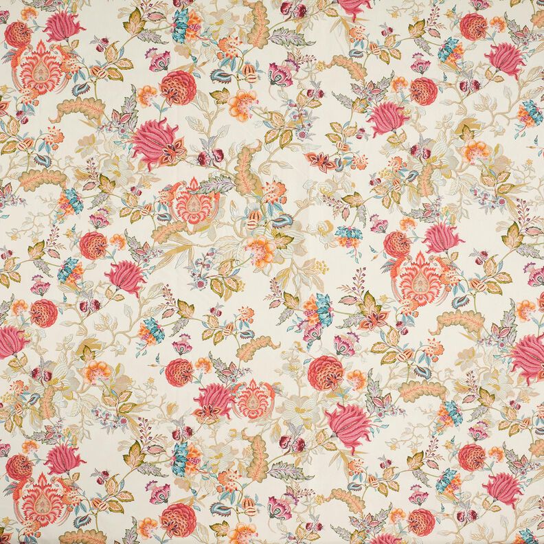 Decor Fabric Canvas abstract dahlias – cream/hollyhock, image number 1
