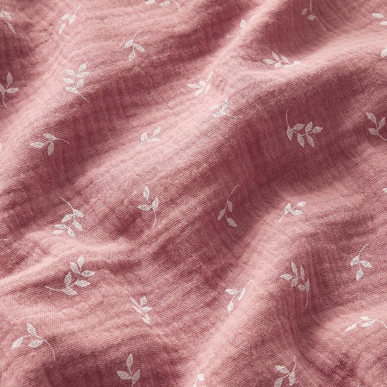Double Gauze/Muslin branch – dark dusky pink/white,  image number 2