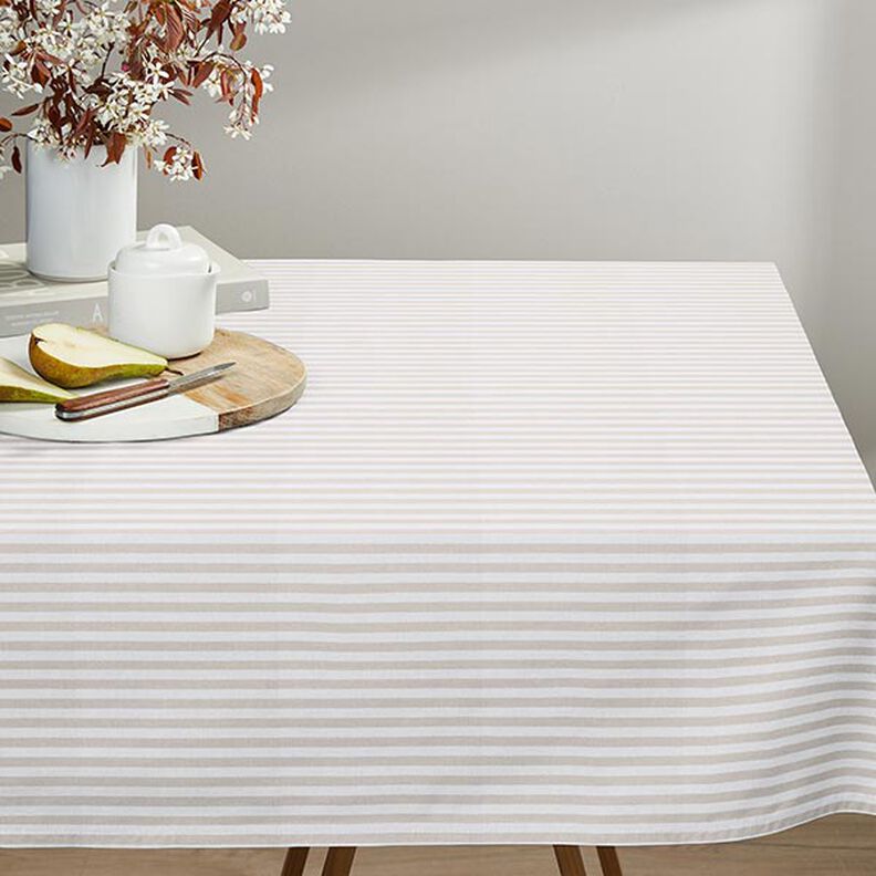 Decor Fabric Half Panama Vertical stripes – light beige/white,  image number 8