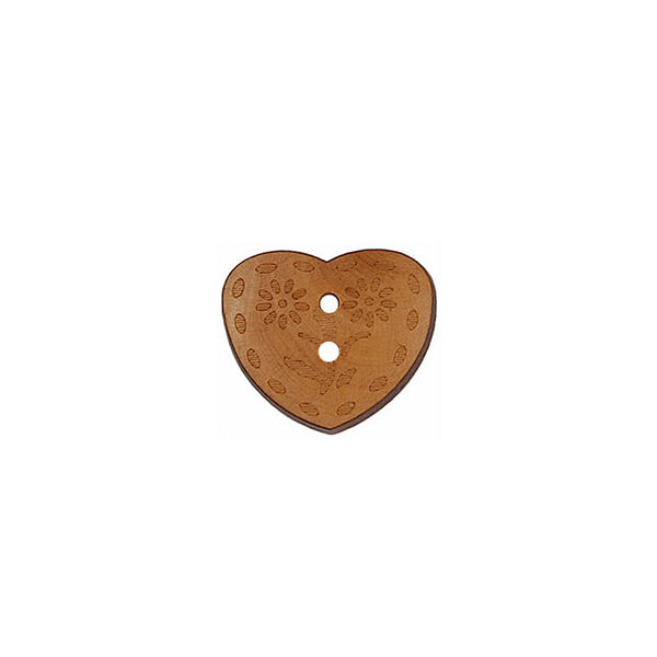 Heart 2-Hole Wooden Button  – dark brown,  image number 1