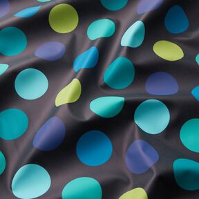 Raincoat Fabric Colourful Circles – midnight blue, 