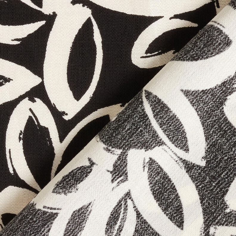 Viscose crepe painted Hawaiian flowers – black/ivory,  image number 4
