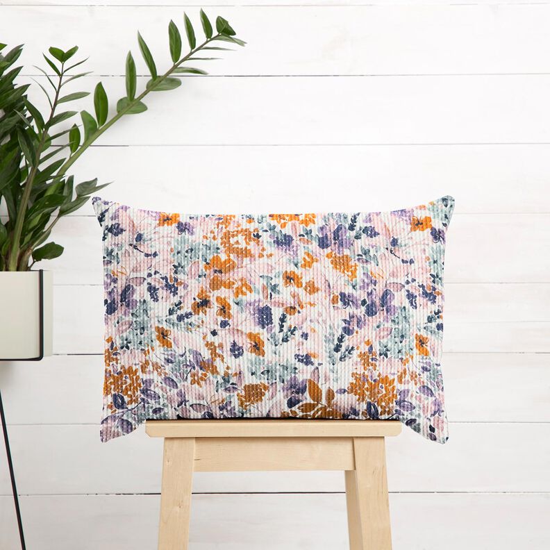Waffle Piqué watercolour flowers | Poppy Fabrics – white/lavender, image number 6
