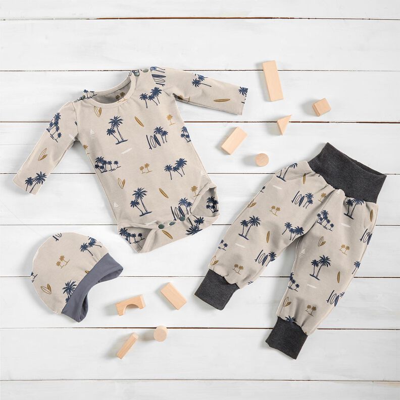 Cotton Jersey Hawaii Feeling – light taupe,  image number 6