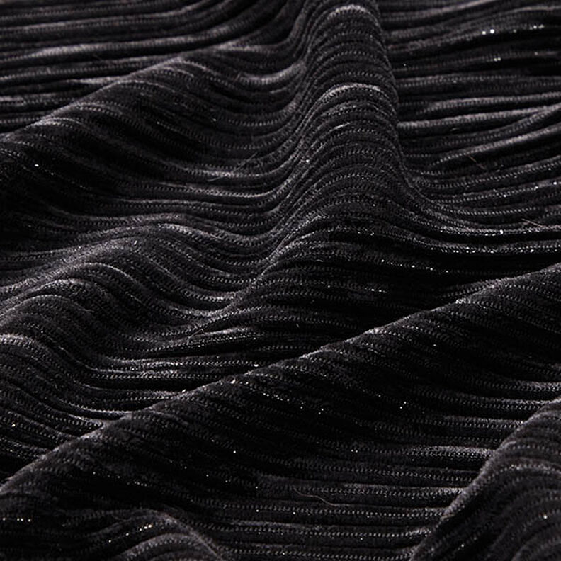 Plain Lurex Pleated Velvet – black,  image number 2