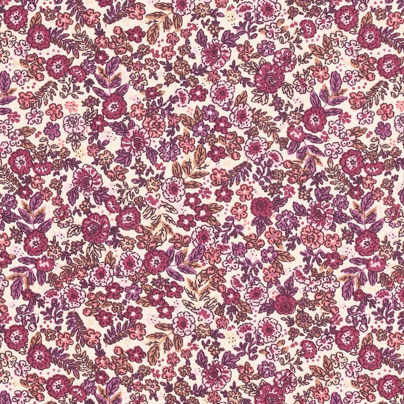 Cotton Cretonne Ditsy Floral – cream/grape, image number 1