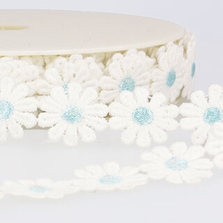 Ox-Eye Daisy Lace Ribbon  – white/light blue, 